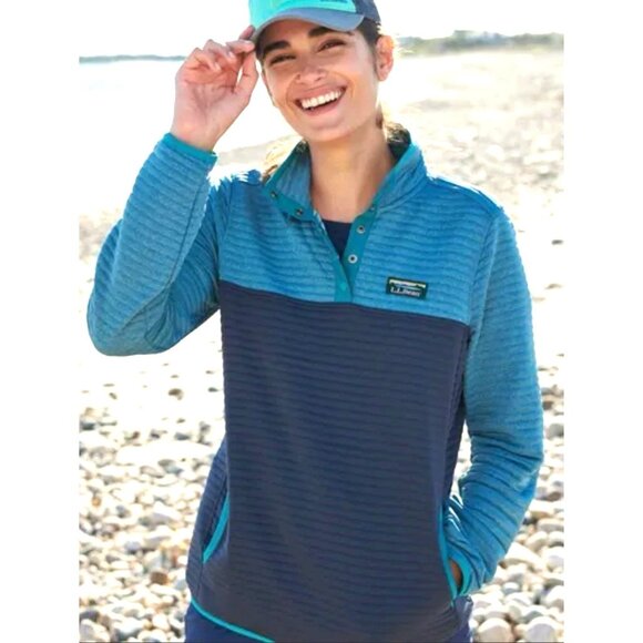 NEW! LL Bean Airlight Knit Pullover Quilted 1/4 Snap Sweatshirt SZ XS - Picture 1 of 6